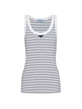 Топ из джерси с принтом Prada, белый