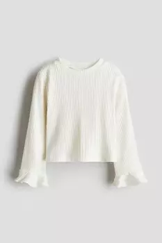 Топ из джерси с расклешенными рукавами H&M, белый