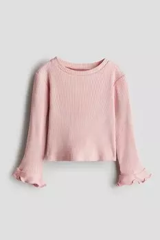 Топ из джерси с расклешенными рукавами H&M, розовый