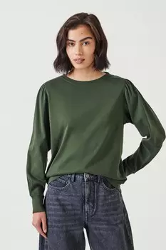 Топ из джерси с рукавами фонариками Эмили из 100% хлопка Hush, зеленый