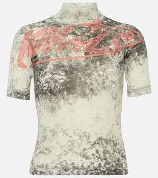 Топ из джерси с турбо-принтом Knwls, черный