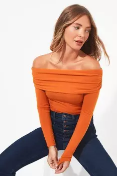 Топ из джерси с воротником-стойкой Joe Browns, оранжевый