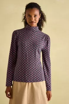 Топ из джерси с высоким воротом Elizabeth Joules, синий