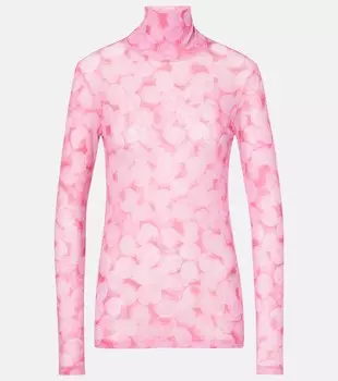 Топ из джерси с высоким воротом и принтом Dries Van Noten, розовый