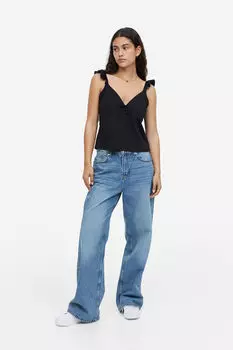 Топ из джерси с завязками H&M, черный
