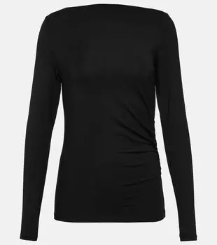 Топ из джерси со сборками Vince, черный