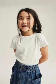 Топ из джерси в рубчик H&M, белый