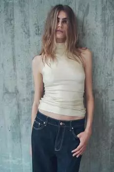 Топ из фольги в ребрику ZARA, золотой