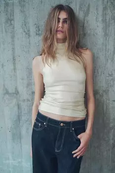 Топ из фольги в ребрику ZARA, золотой