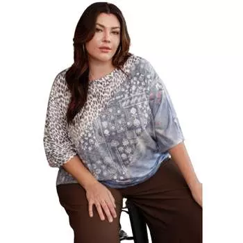 Топ из французского трикотажа с принтом FASHNZFAB, цвет denim