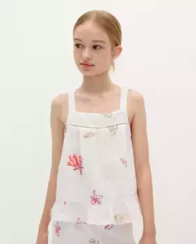 Топ из хлопка для девочек с вышивкой Scalpers, белый