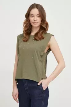 Топ из хлопка HEA Pepe Jeans, зеленый