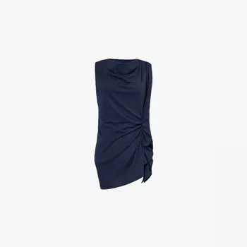 Топ из хлопка Henamar без рукавов с боковыми сборками Dries Van Noten, синий