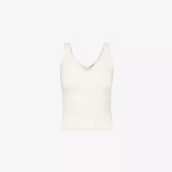 Топ из хлопка и кашемира в рубчик с V-образным вырезом Simkhai, белый