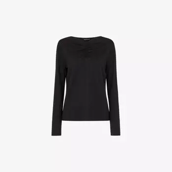 Топ из хлопка и модала со сборками и V-образным вырезом Whistles, черный