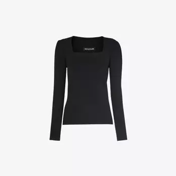 Топ из хлопка и переработанного полиэстера с квадратным вырезом в рубчик Whistles, черный