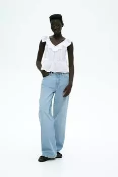 Топ из хлопка с воланом H&M, белый