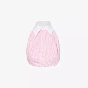 Топ из хлопка в клетку в стиле смокинга с халтер-воротником Woera, розовый