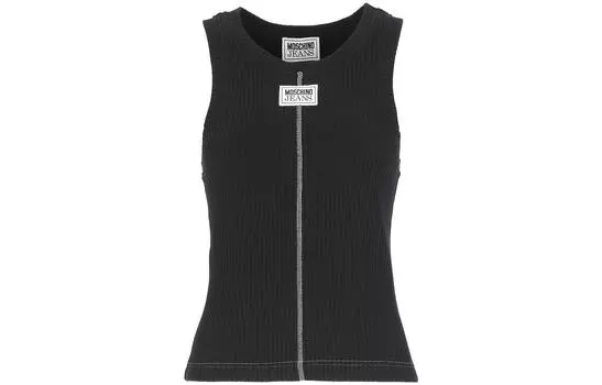 Топ из хлопка в рубчик MOSCHINO, черный