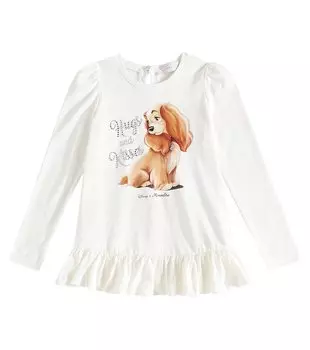 Топ из хлопкового джерси с принтом из коллаборации с Disney Monnalisa, белый