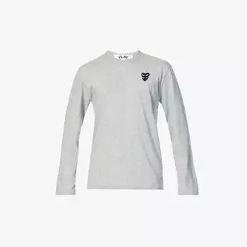 Топ из хлопкового джерси с принтом в виде сердечек Comme des Garons, серый