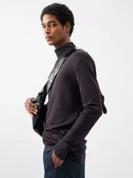 Топ из хлопкового джерси с высоким воротником Lemaire, черный