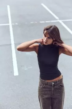 Топ из хлопкового модала ZARA, черный