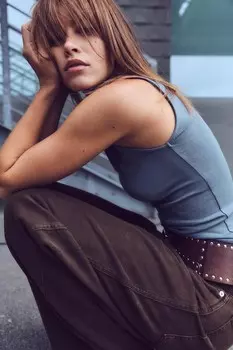 Топ из хлопкового модала ZARA, синий/индиго