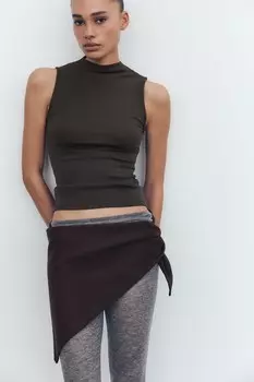 Топ из хлопкового модала ZARA, темно-коричневый