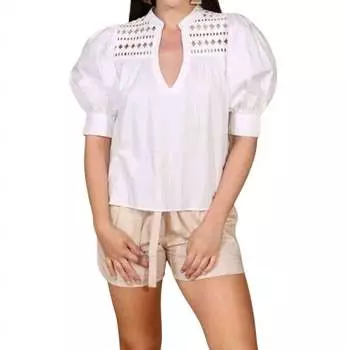 Топ из хлопкового поплина белого цвета SCARLETT POPPIES