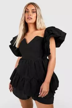 Топ из хлопкового поплина с рукавами и рукавами Boohoo, черный