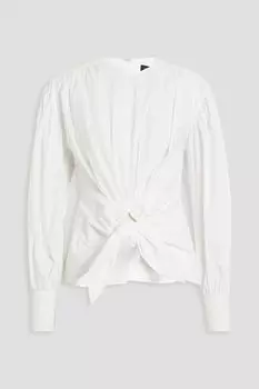 Топ из хлопкового поплина со сборками и завязками спереди. PROENZA SCHOULER, белый