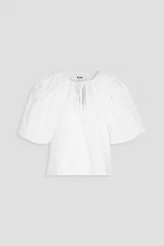 Топ из хлопкового поплина со сборками MSGM, белый