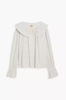 Топ из хлопкового поплина в клетку с оборками Meadow SHRIMPS, белый