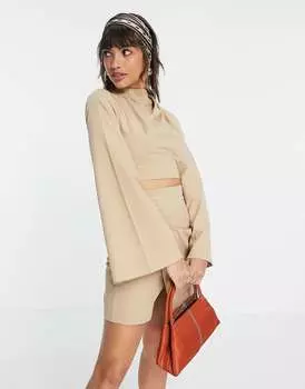 Топ из хлопкового твила с длинными рукавами ASOS