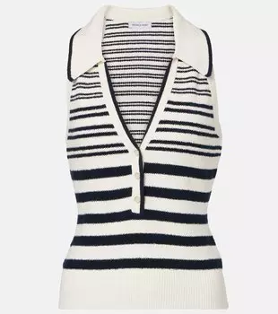 Топ из хлопковой смеси Meera Veronica Beard, Off White/Navy