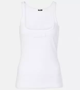 Топ из хлопковой смеси с ребристым узором Versace, цвет optical white