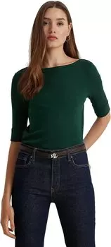 Топ из хлопковой смеси с вырезом «лодочкой» LAUREN Ralph Lauren, цвет Season Green