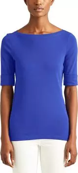 Топ из хлопковой смеси с вырезом «лодочкой» LAUREN Ralph Lauren, цвет Sapphire Star