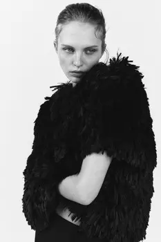 Топ из искусственного меха ZARA, черный