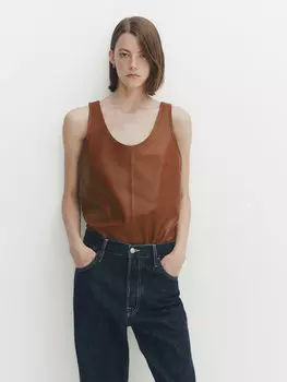 Топ из кожи наппа Massimo Dutti, кожа