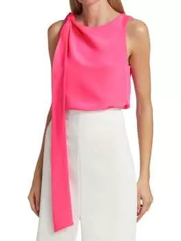 Топ из Крепа Halston Iliana с драпировкой, neon pink