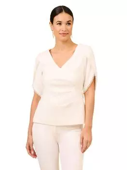 Топ из крепа с жемчугом Adrianna Papell, белый