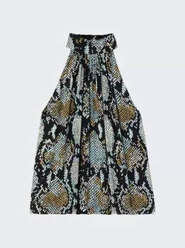 Топ из крепдешина с принтом «Змея» Proenza Schouler, черный