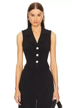 Топ из крепового жилета от марианны каринн L'Academie, черный