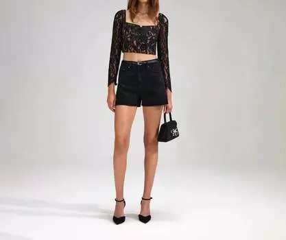 Топ из кружева Cord черного цвета Self-Portrait