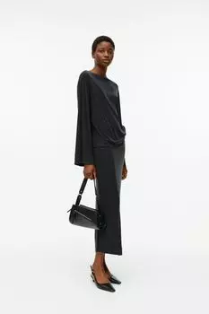 Топ из купро с вырезом-лодочкой H&M, черный