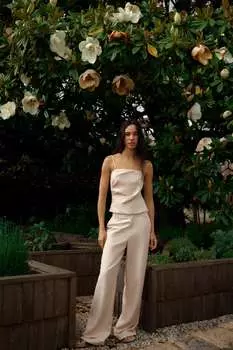 Топ из льна без бремеел Zara, крем