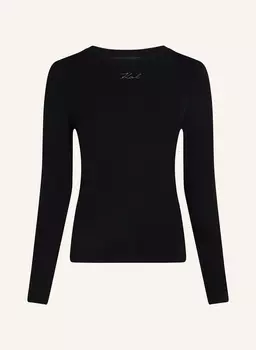 Топ из модала с длинными рукавами Karl Lagerfeld, черный