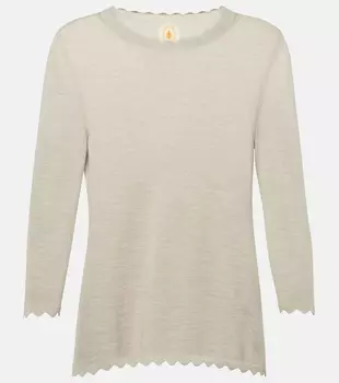 Топ из натуральной шерсти с зубцами Jardin Des Orangers, бежевый